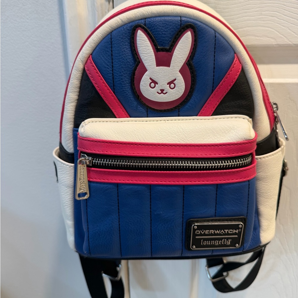 Loungefly Overwatch D.Va Mini Backpack - Blue, Pink, Black, White